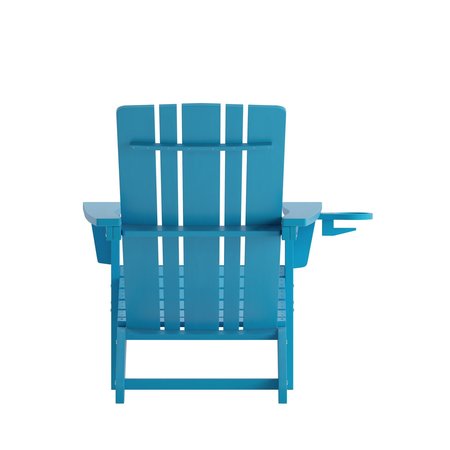 Flash Furniture Blue Adirondack Patio Chairs with Cupholder, 2PK 2-LE-HMP-1045-10-BL-GG